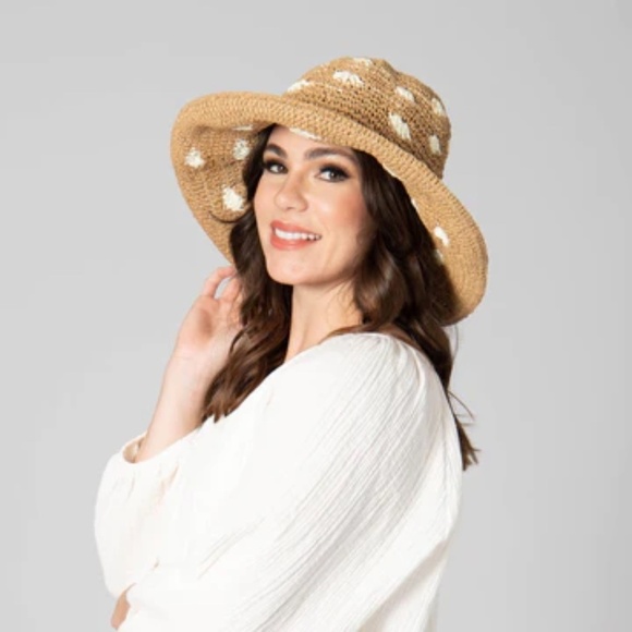 NWT Anthropologie Crochet Polk-A-Dot Bucket Hat - Picture 5 of 6